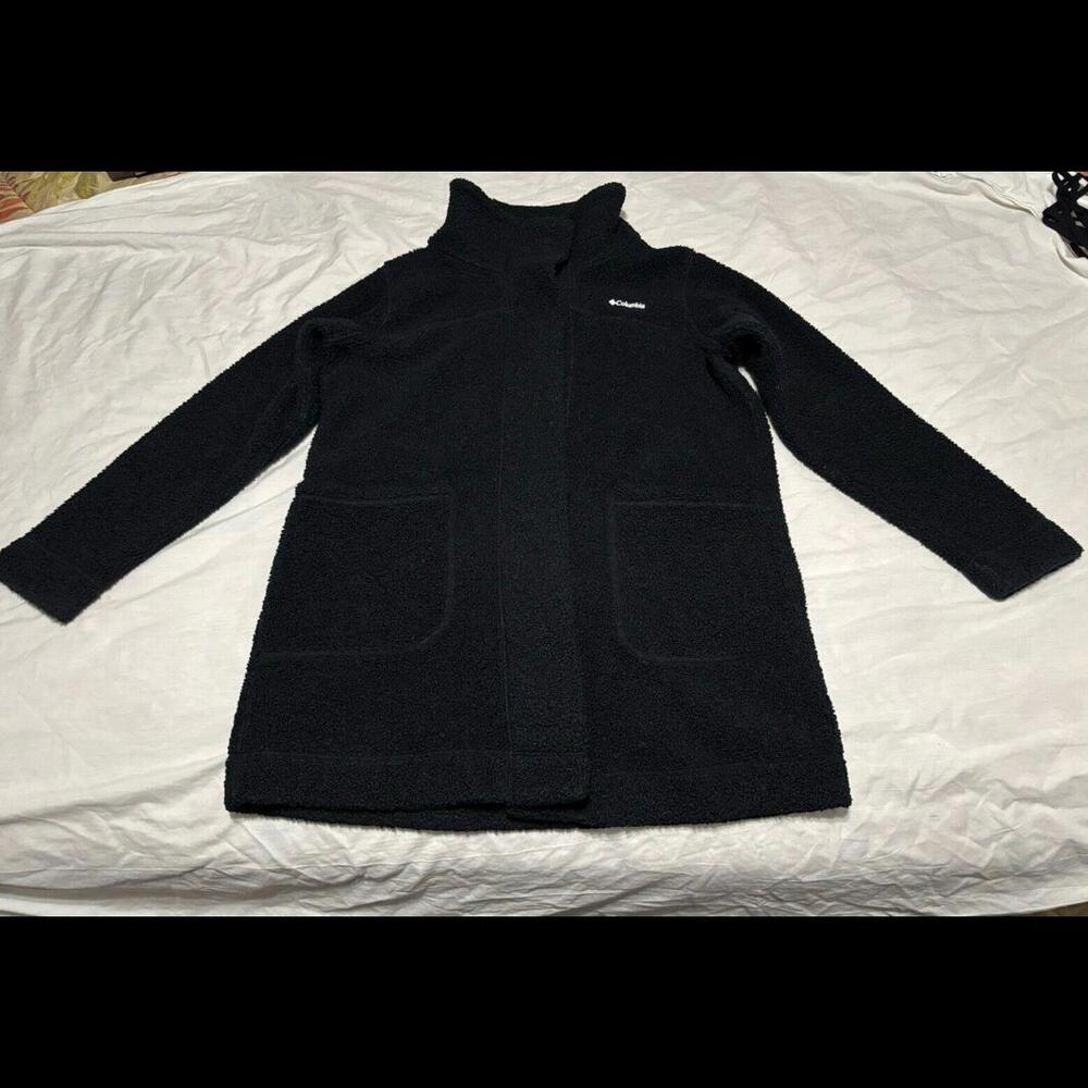 Columbia Jacket Women's (L) Black Panorama Long Sherpa Fleece Teddy Cozy Warm